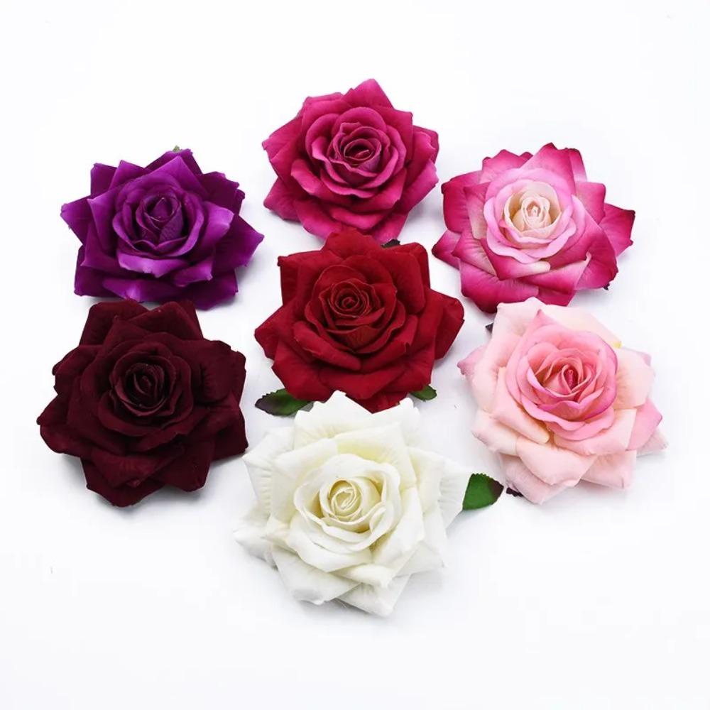 Real Touch Artificial Roses Flowers 10CM Fake Flowers Silk Roses Head  Party Wedding Decor