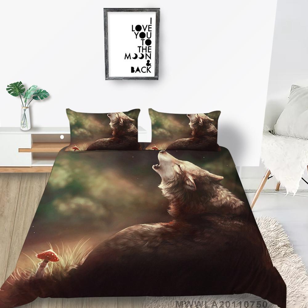 2023 New Style 3D Luxury Style 2/3PCS Bedding Suit Bed Comfortable Duvet Cover Set Wolf Printed Home Textiles Polyester Boy Gift