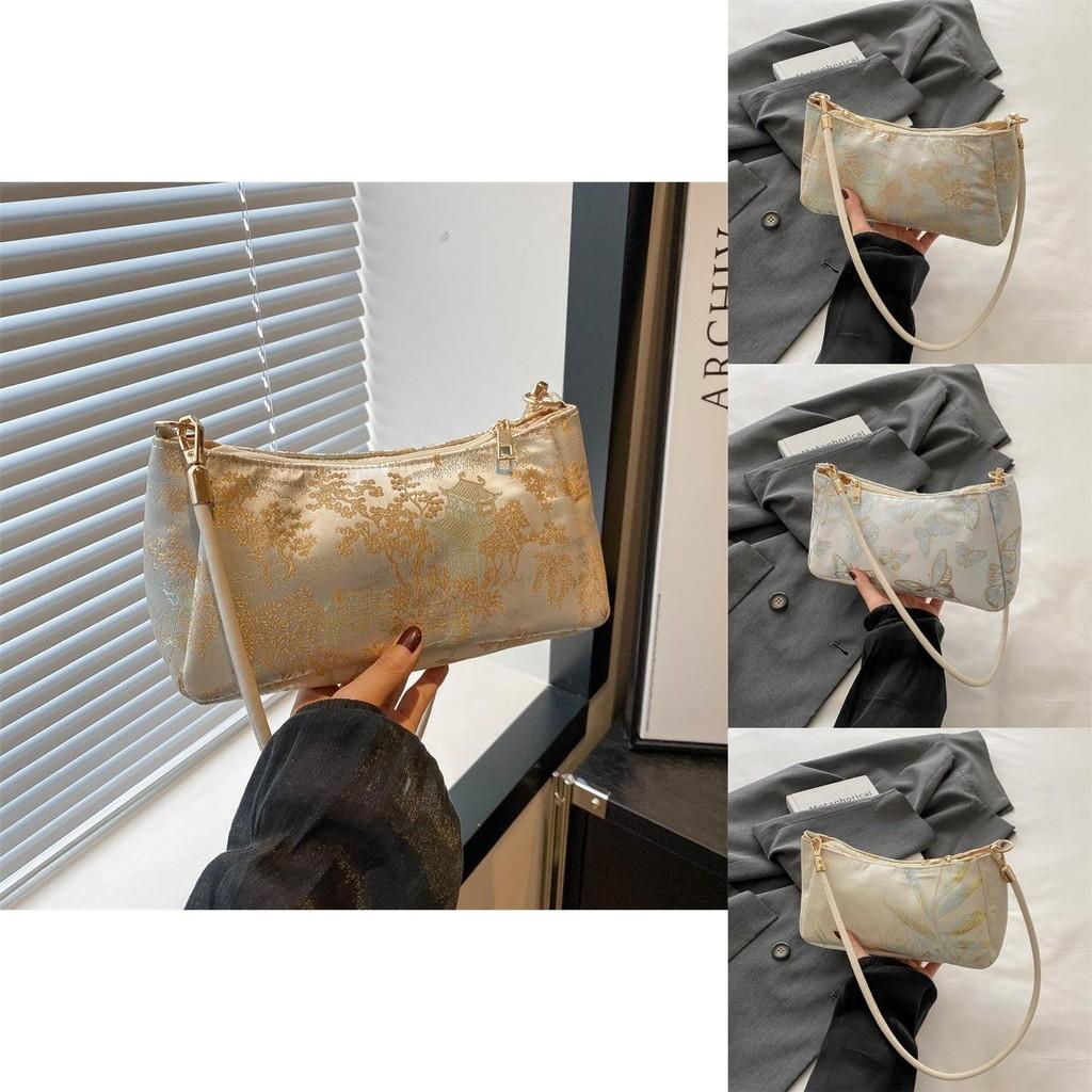 Trendy Canvas Crescent Bag For Women In Leaf Tree And Butterfly Colors Perfect For Summer