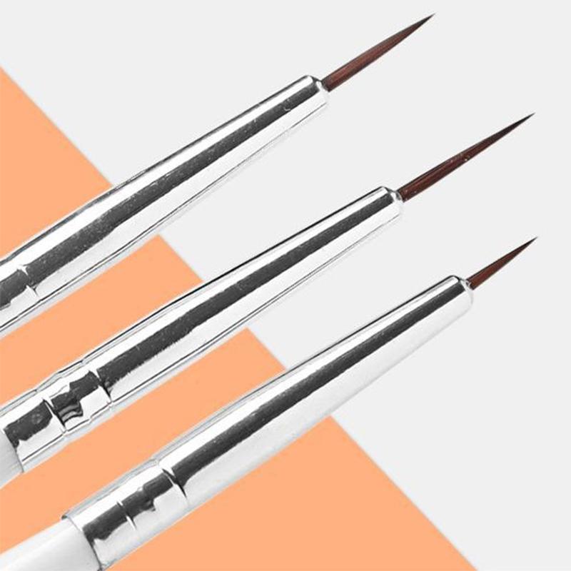 3Pcs/Set Acrylic French Stripe Nail Art Line Painting Pen 3D Tips Manicure Slim Line Drawing Pen Uv Gel Brushes Painting Tools