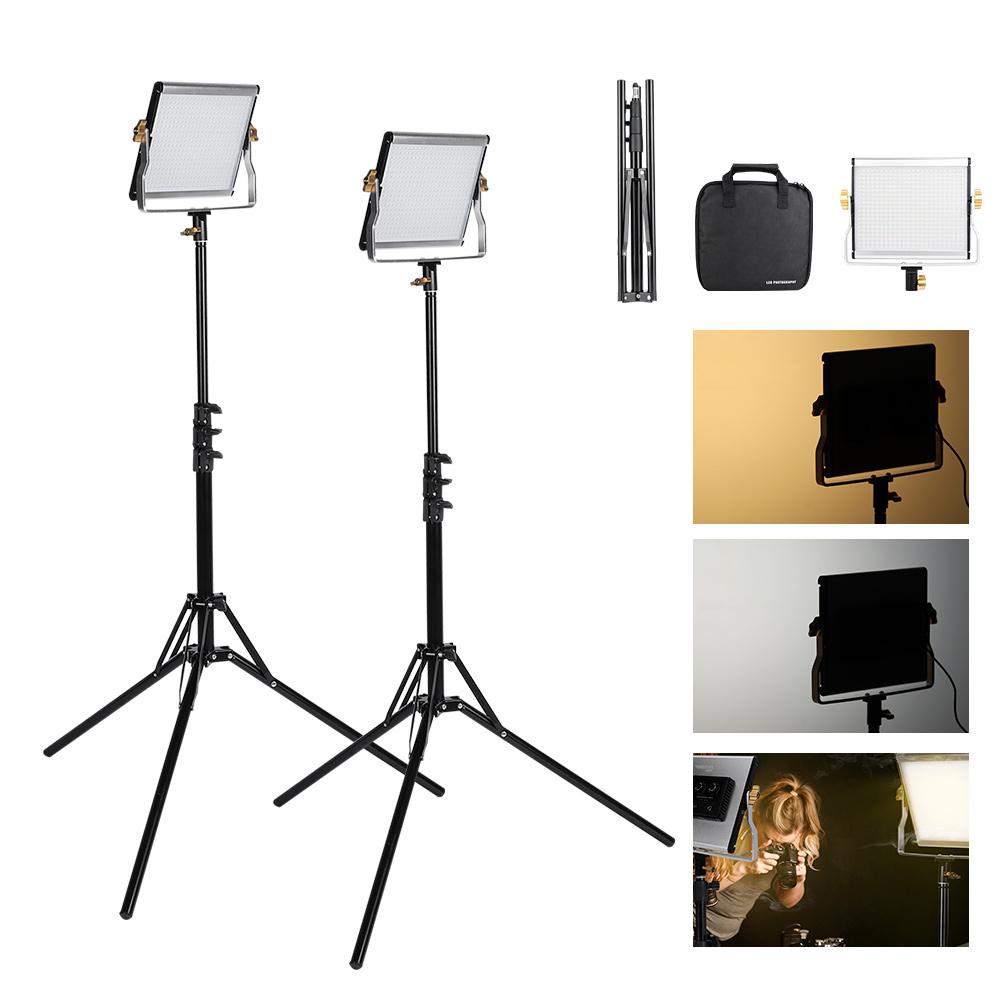 VBESTLIFE 2 Set Dimmable Bi color 3200 5600K CRI96+ LED Video Light Stands Kit