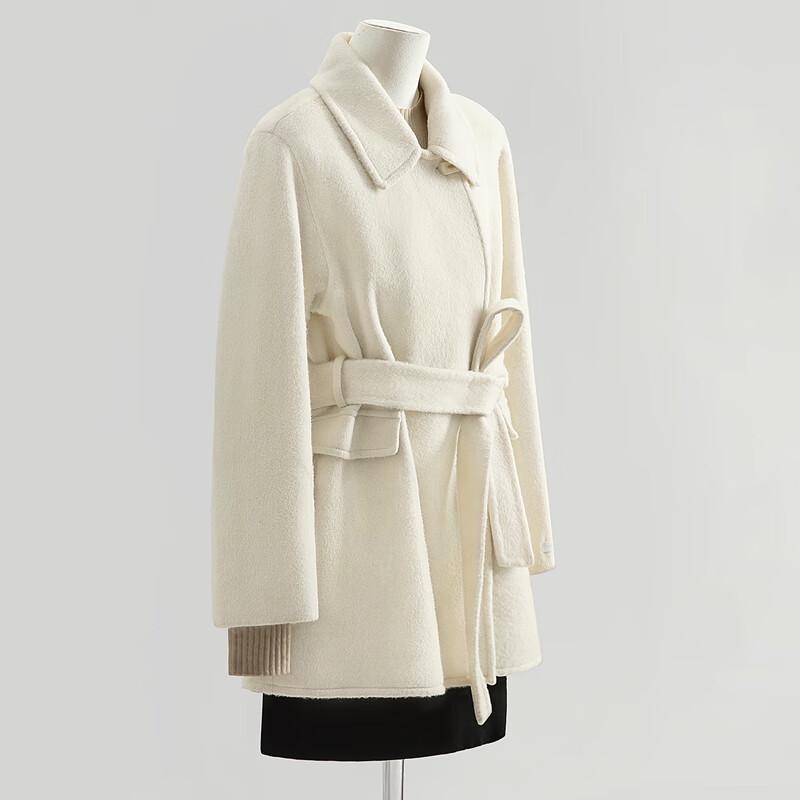Women's Double-faced Wool Blend Lapel Winter Coat
