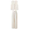 Women's Tencel Blend Sleeveless Vest & Wide-Leg Pants Set
