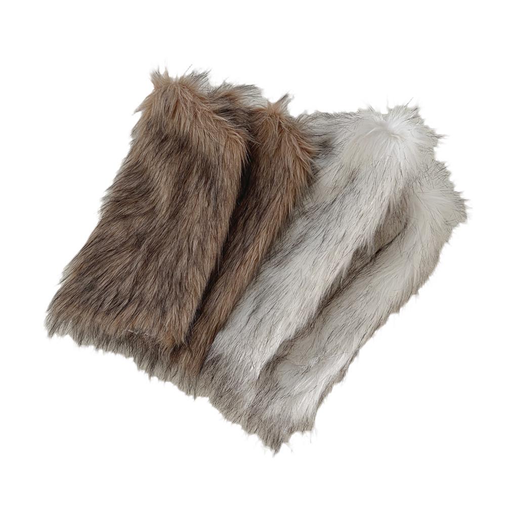 Y2K Faux Fur Fluffy Leg Warmers: Retro Scrunch Socks & Boot Covers for Fall/Winter