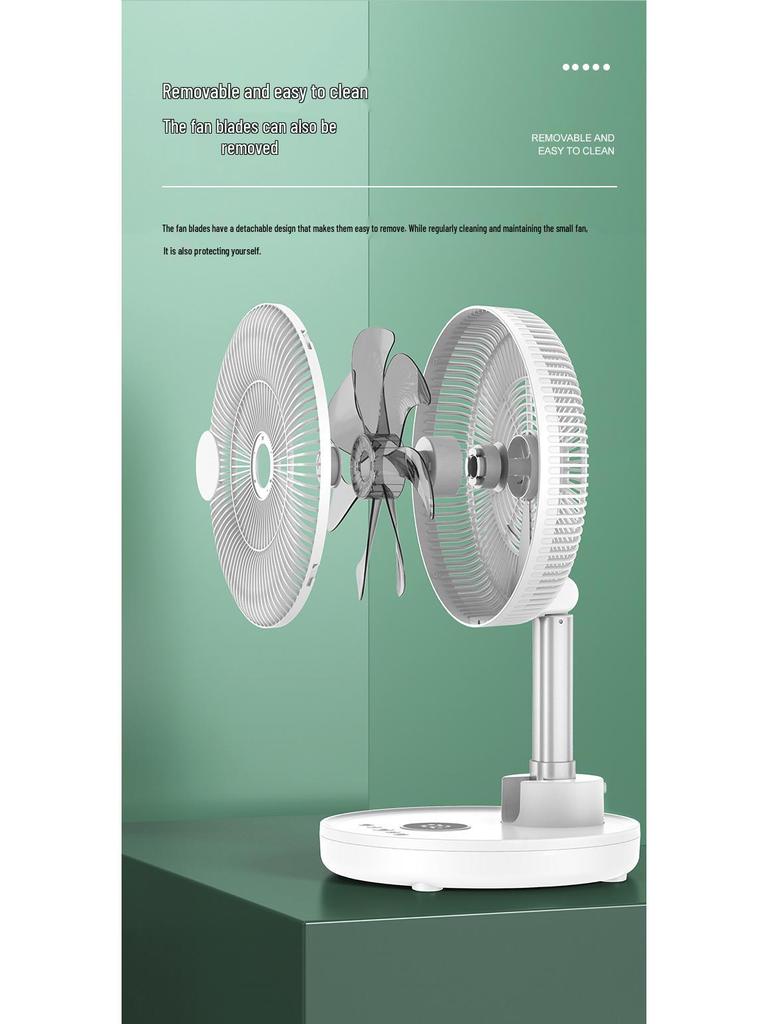 Portable USB Rechargeable Floor & Desktop Fan with Digital Display, 12000mAh Battery