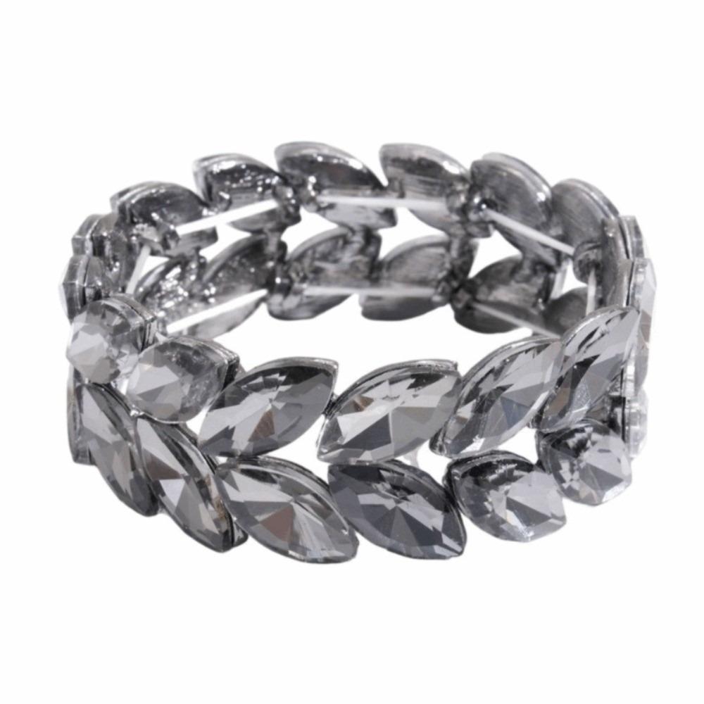Elastic Band Rhinestone Bracelet Marquise Shape Geometric Charm Bracelet for Women