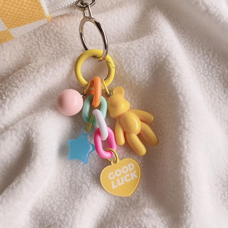 Creative Cute Bear Keychain Colorful Bear Bag Decoration Accessories For Women Girls Earphone Protective Case Pendant