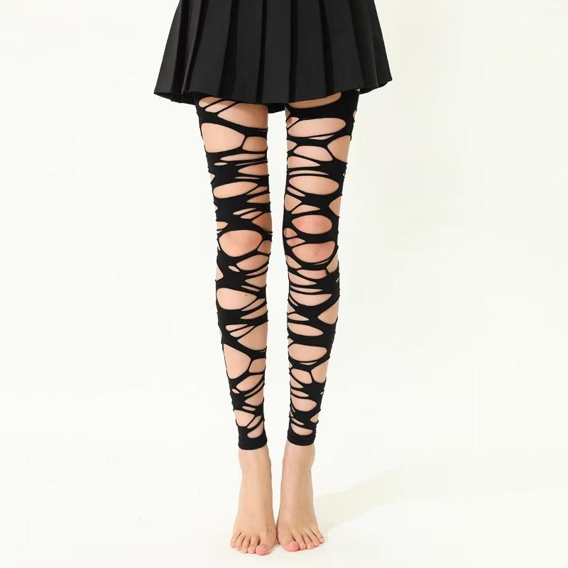 

Fashion Ripped Fishnet Tights for Women - Edgy Punk Stockings, Y2K Goth Aesthetic, Sexy Anti-Slip Stretchy Pantyhose one size чёрный