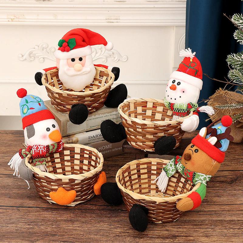 Weihnachtsdekoration Elch Schneemann Weihnachtsmann Obstkorb Weihnachtsbonbons Weidenkorb Kindergeschenk Haushalt Aufbewahrungskorb
