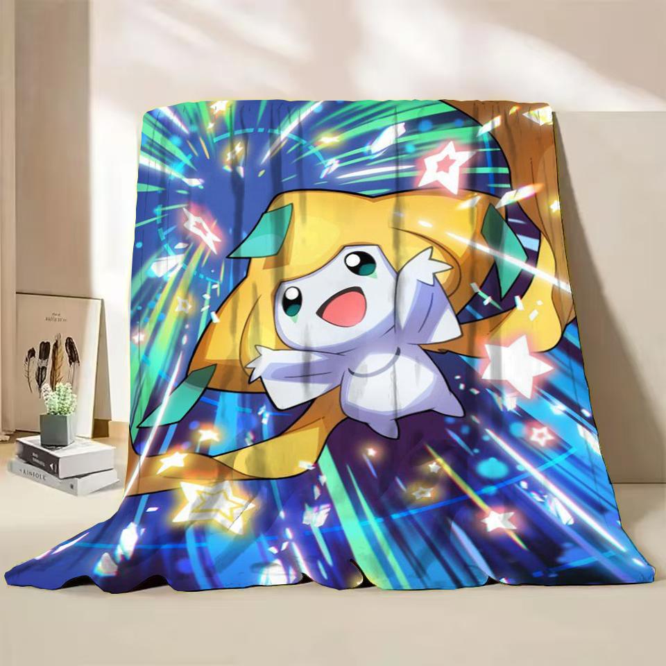 Pokemon Jirachi Cartoon Flannel Fluffy Blanket for Home Bedroom Bed Sofa Office Children Cover Adult Soft Blanket Baby Cute Gift