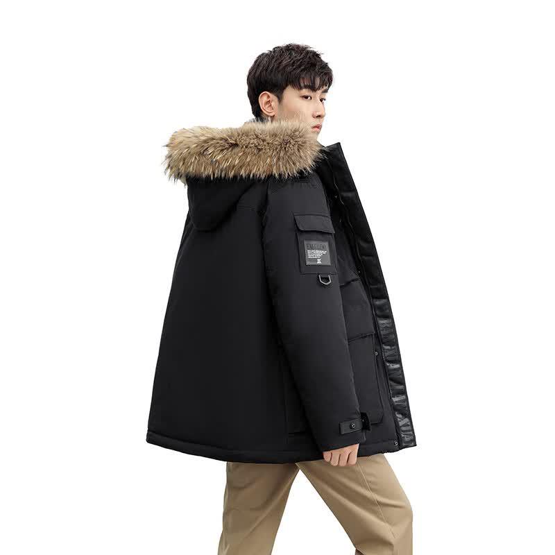 YAYA Men s 2024 Winter Hooded Long Down Jacket 185/100A