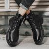 Botines de hombre con cordones Moda cuero felpa cálido Bota Hombre Zapatos de trabajo Tendencia Diseñador Invierno Botas de nieve para hombre Hombres Zapatos Casuales