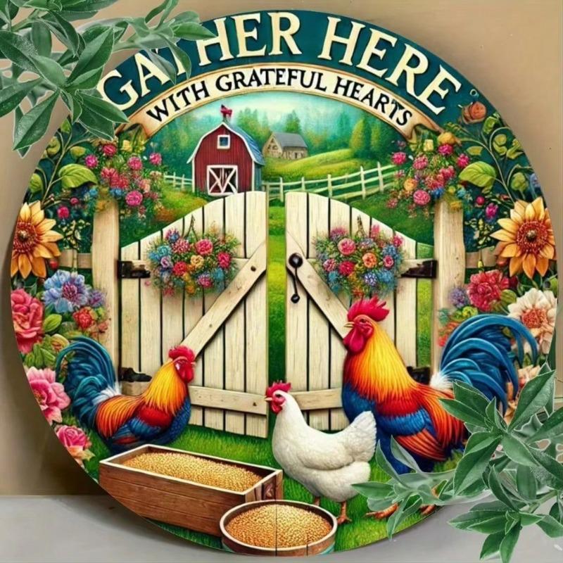 Rooster Metal Tin Sign Farmhouse Wall Art Rustic Decor