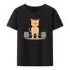 Cute Cat Powerlifting Gym Lover Modal Print T Shirts UnisexShort Sleeve Loose Breathable Camisetas Creative Casual Cool Tops