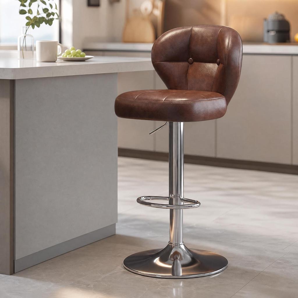 HeightAdjustable Bar Stool Ergonomic Upholstered with Backrest HighResilience Seating for