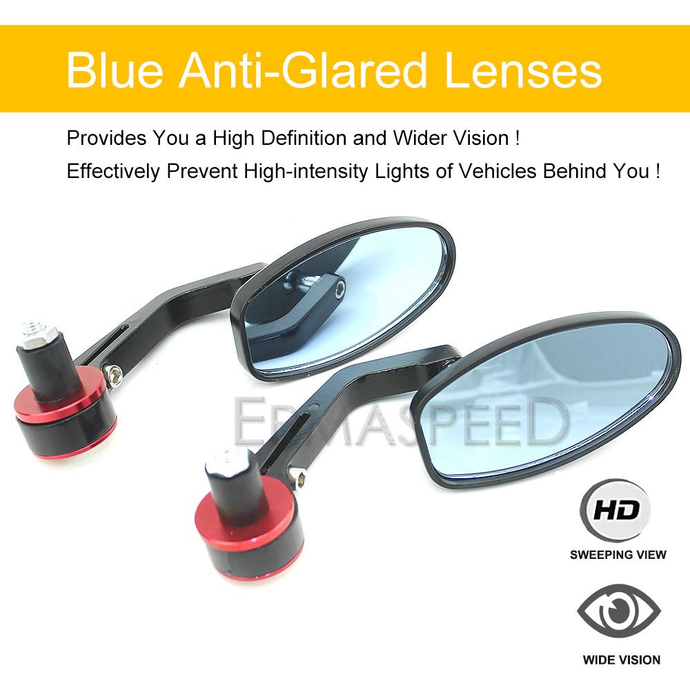 Black Motorcycle Bar End Mirrors CNC 7/8'' 22mm Handlebar Mirror Universal Rear View for Cruiser Street Sport Bikes Cafe