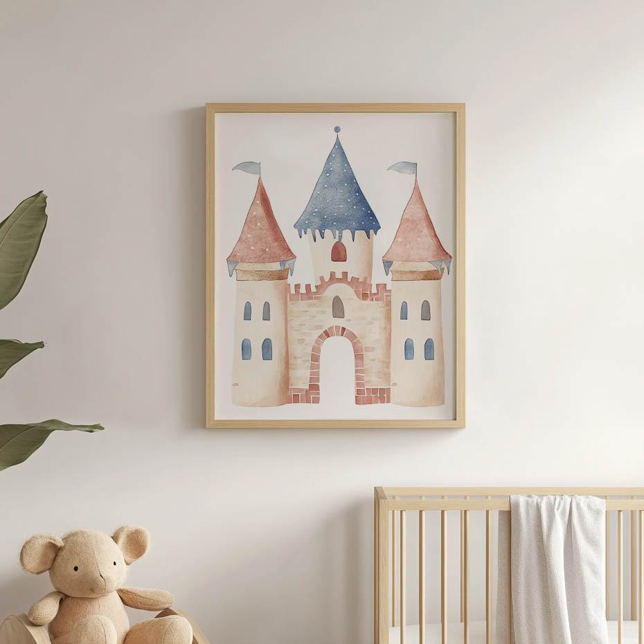 Plakat Zamek Marzeń Plakat Zamek Marzeń, 50X70 Cm, Rama Drewniana Ciemny Brąz, Papier Matowy 230 Gsm