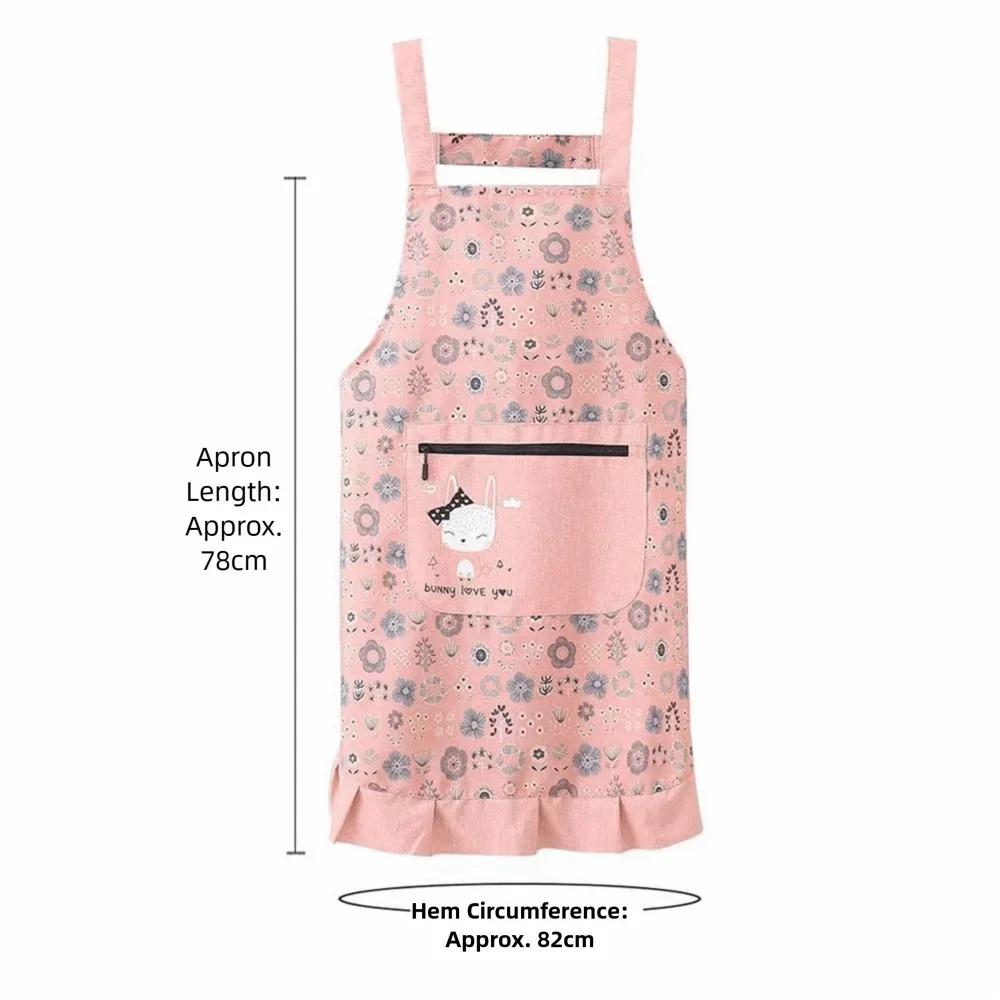 New Breathable Flower Kitchen Apron Cotton Korean Style Chef Apron Wear-resistant Catering Work Clothes for Women Girl
