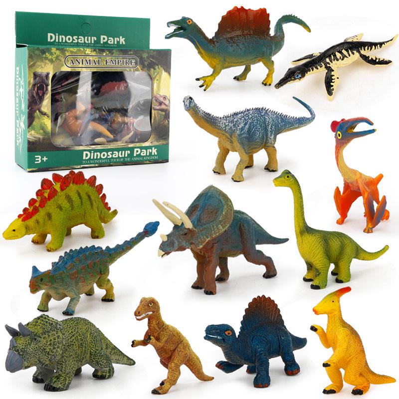 Children's Educational Learning Cards: 12 Types of Hand-Painted Dinosaur and Marine Animal Models