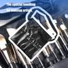 Adjustable Belt Strap Cosmetic Brush Organizer Bag 22 Pockets PU Leather Case Holder For Professional Makeup Artists