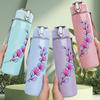 1PC Purple Lavender Branch Print 750ml Color Plastic Sports Water Bottle Leakproof Flip Straw Lid Suitable for Sports Office Home Use