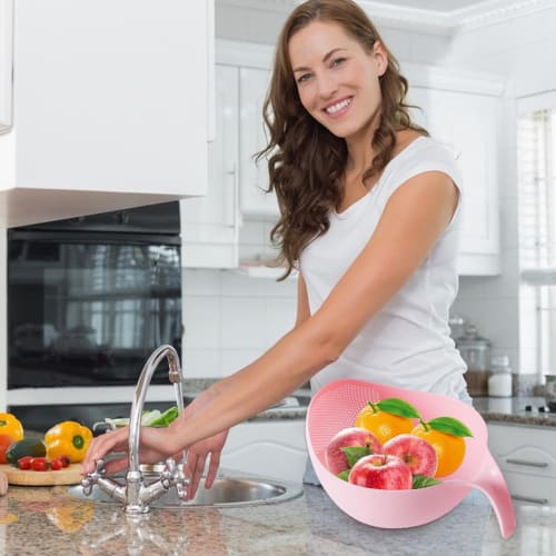 Rice Washer/Strainer, Rice Washer with Sloping Base and Side Filter | Multifunctional Vegetable Basket, Dishwasher-Safe Kitchen Strainer for Tomatoes,