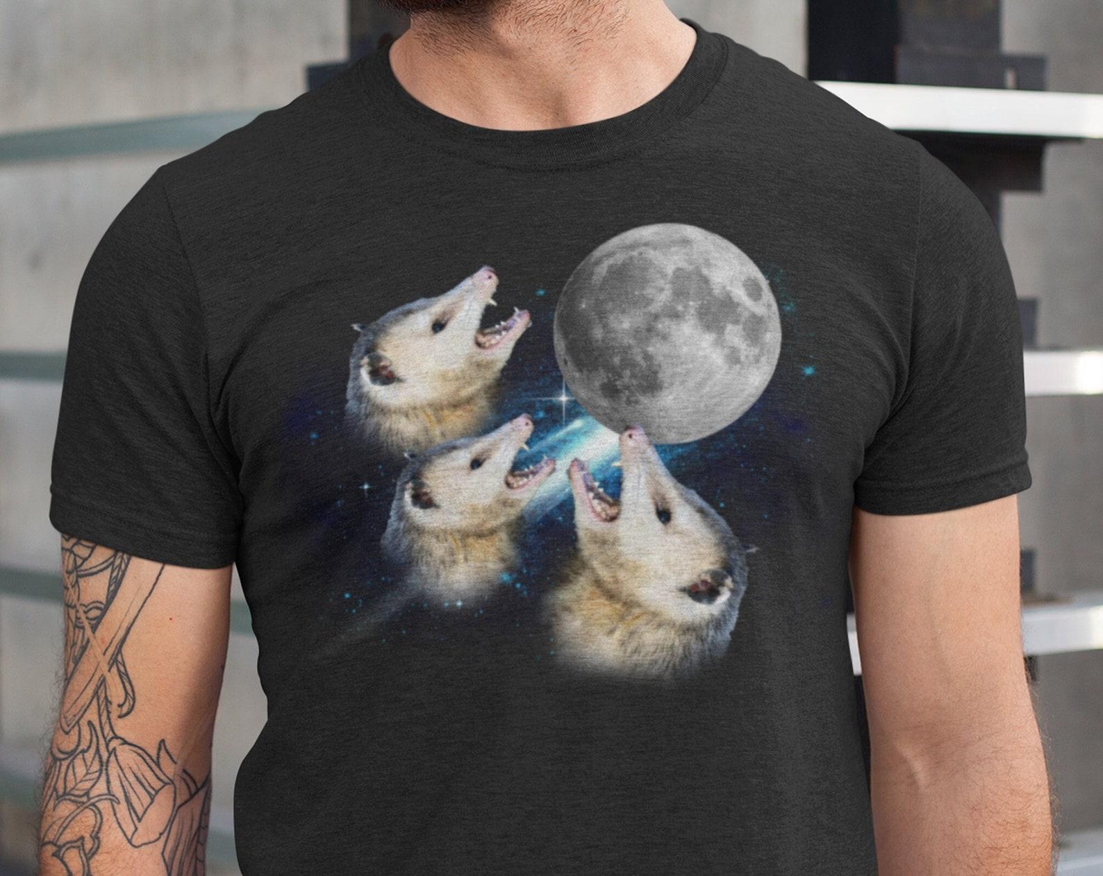 Possum shirt Cute Opossum T-shirt Three Possums Howling at Moon shirt, Like 3 Wolves T-shirts Opossum Lover t-shirt Short-Sleeve Unisex XL