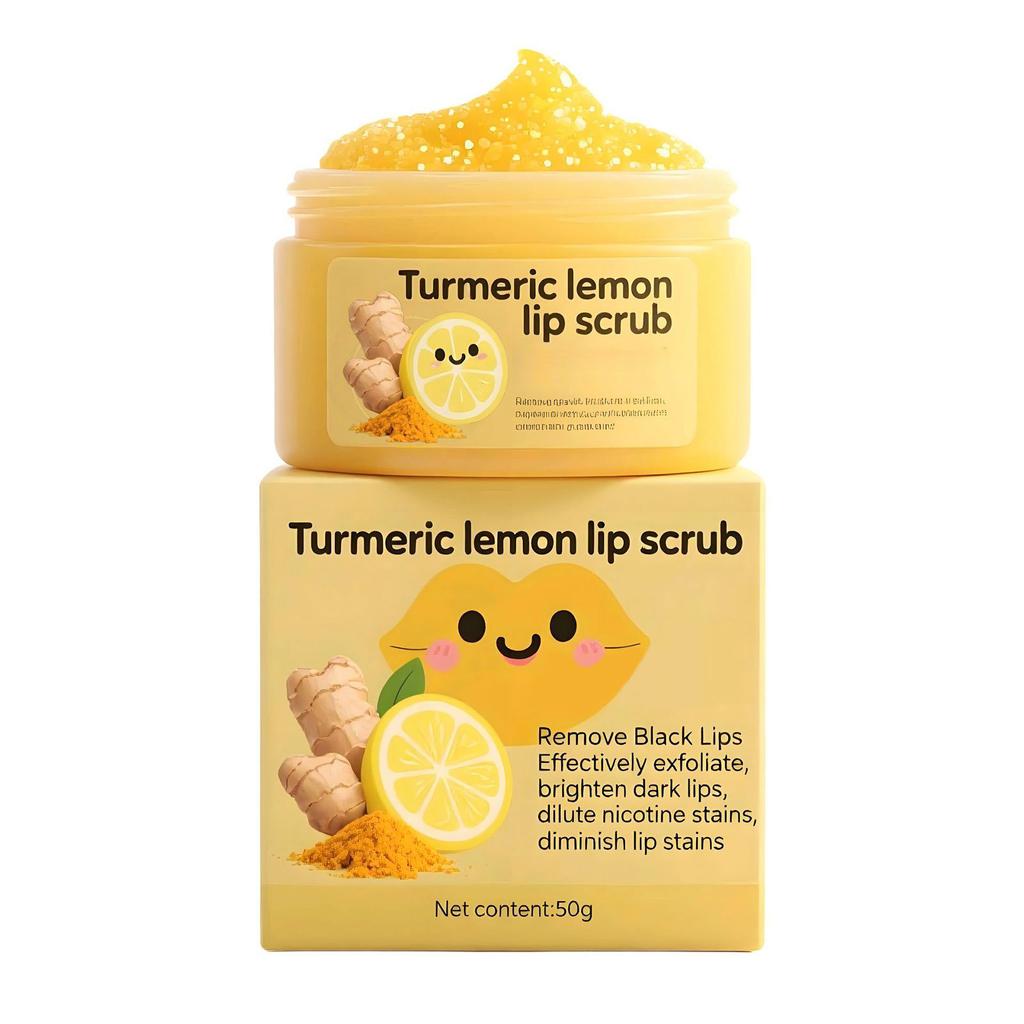 Peeling na rty pro tmavé rty s kurkumou a citronem - Přírodní vyživující hydratační krém pro zklidnění suchých, popraskaných rtů (1 kus)