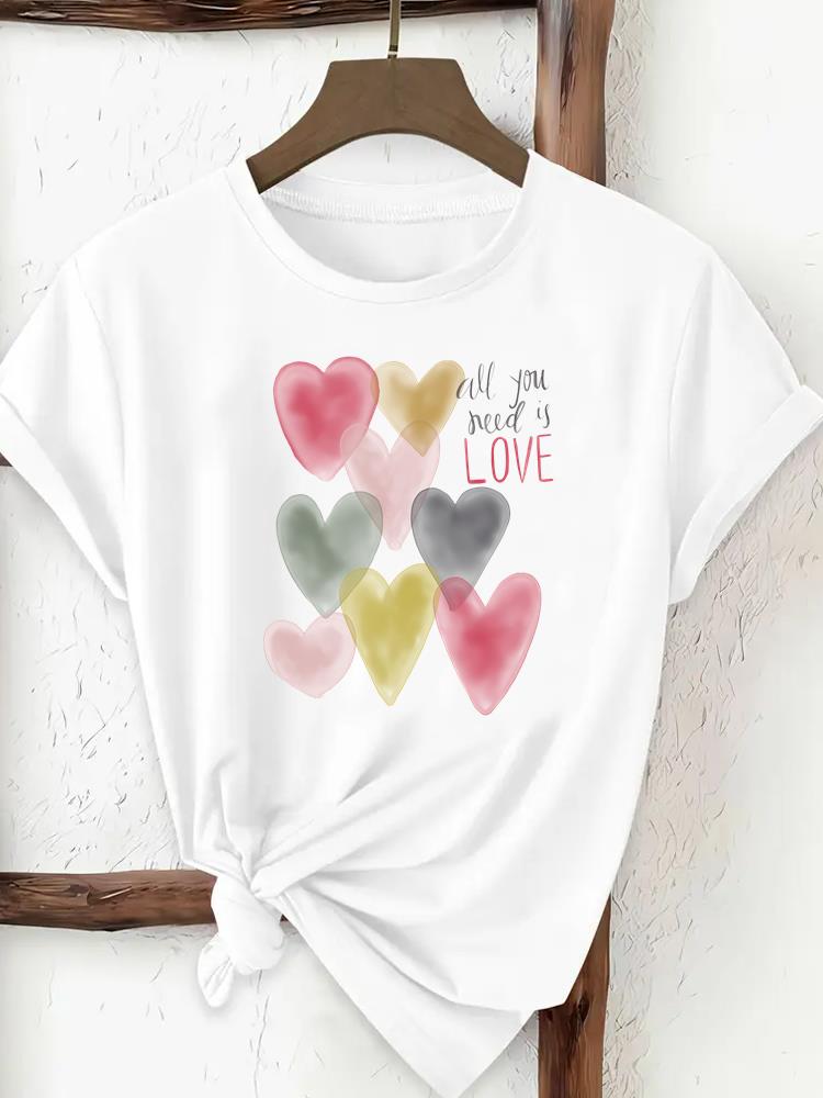 (Asian Size) Woman Top Fashion Women flower watercolor cute Clothing T Shirt Female Short Sleeve Graphic T-shirts Print Tee