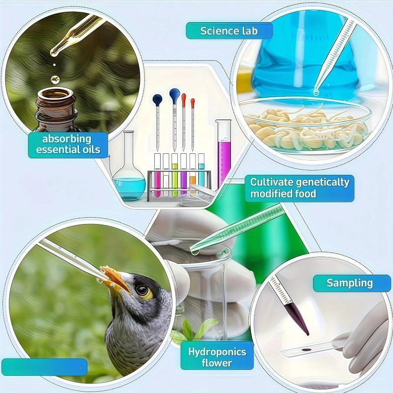 Glass Pipette and Dropper Set - 3ML/10ML with Glass Stirring Rod & Cleaning Brush (2PCS/4PCS),for Laboratory,Science Experiments