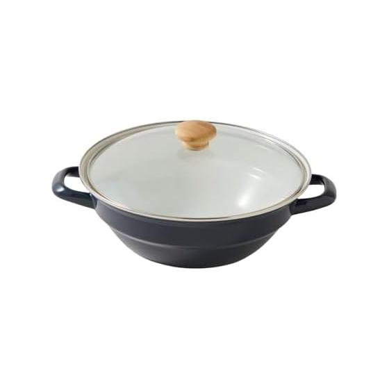 [Amazon.co.jp Exclusive] Fuji Enamel Enamel Tabletop Pot, Clay Pot Style, Two Hand Pot, Easy to Remove Dirt, IH, Gas Fire Compatible, Pains Gray