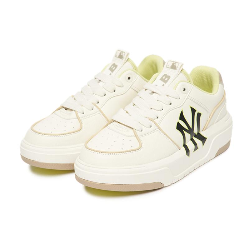 MLB Chunky Liner Slip Resistant Cushioning Abrasion Resistant Low Top Skateboard Shoes Unisex White Yellow Sneakers 3ASXCA12N-50BGS