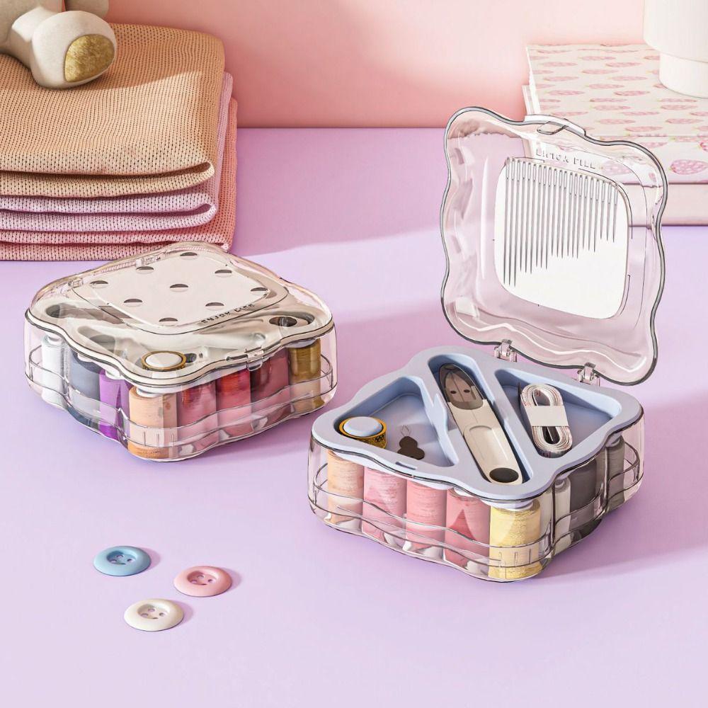 Portable Mini Sewing Box Set Partitioned Magnetic Needle Thread Box Home Sewing Box  Office