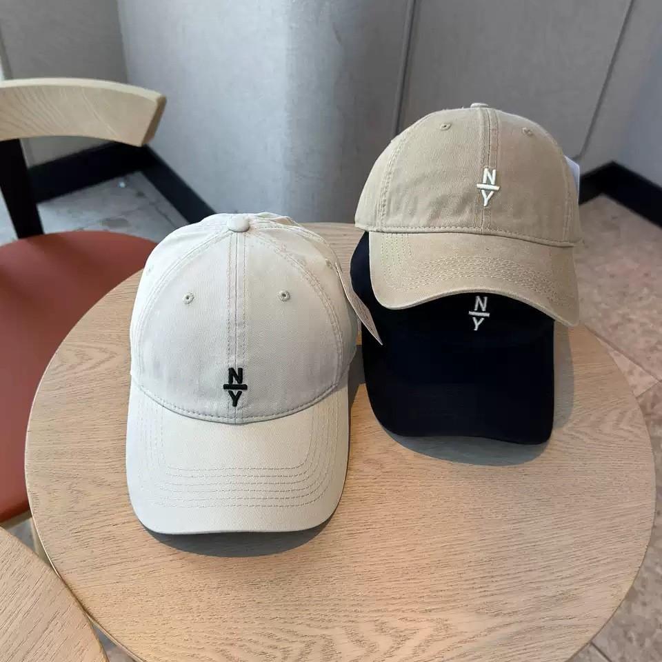 Navy blue embroidered letters NY baseball hat for men and women, four seasons, big head circumference, small sunshade cap, versatile