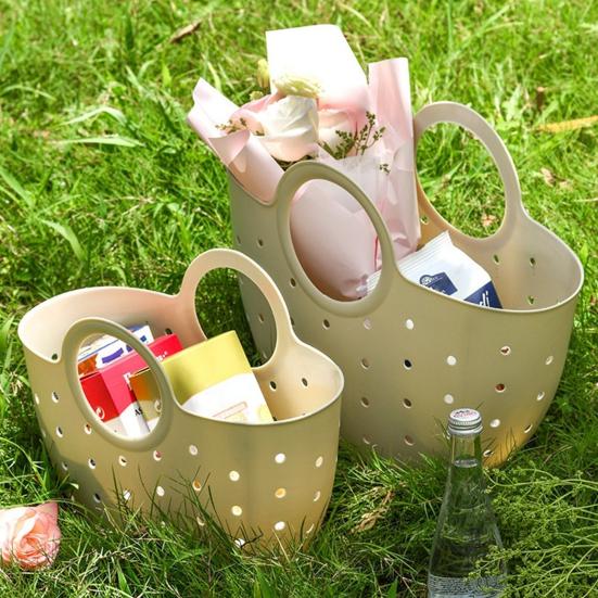 Handheld Basket Portable Bathroom Shower Tote Caddy with Handles Hollowed Out Storage Basket Tote for Home Bedroom College Dorm