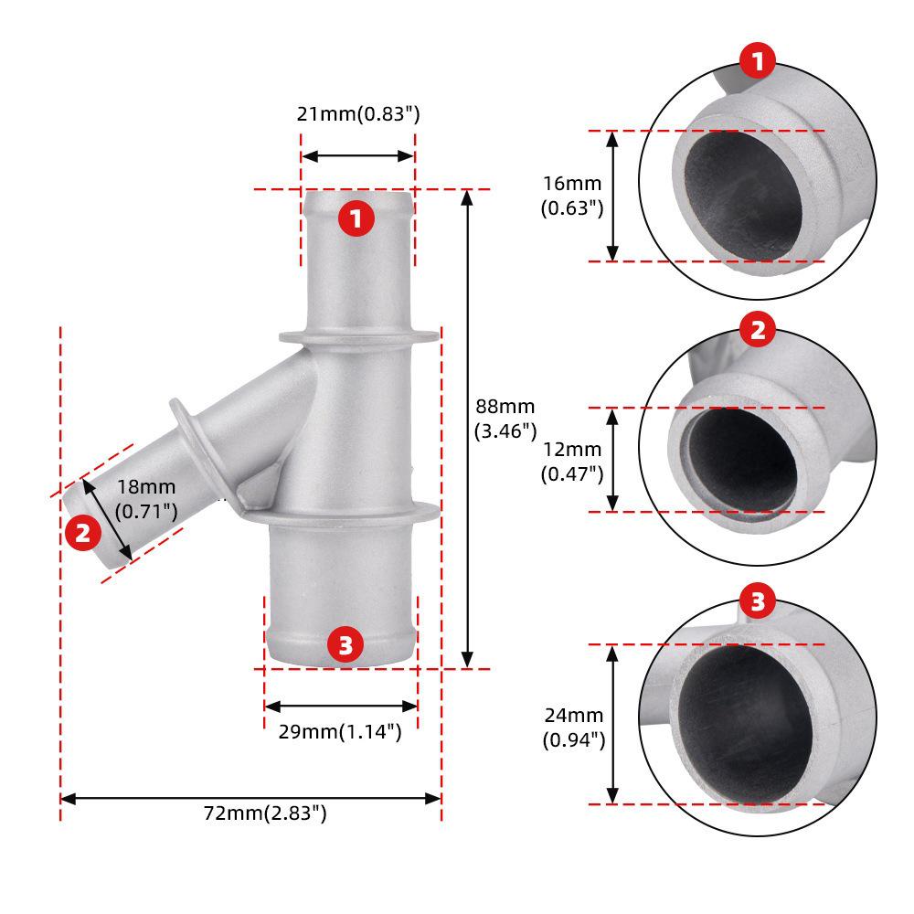 Cadillac Chevrolet Coolant Hose Modified Connector 47157