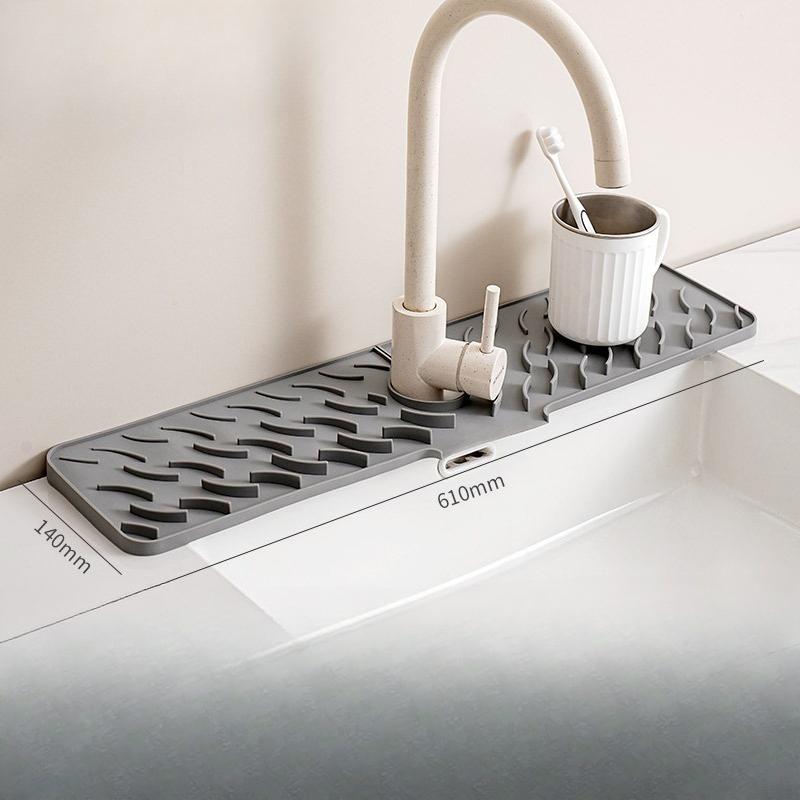 Wavy Patterned Faucet Drain Pad, Kitchen Silicone Splash Guard Pad, Household Anti-slip Thickened Drain Pad