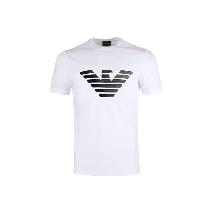 Emporio Armani Adelaarslogo Print Ronde Hals Korte Mouw T-shirt Heren Tops Wit 3H1TD0-1J30Z-0100 XXL