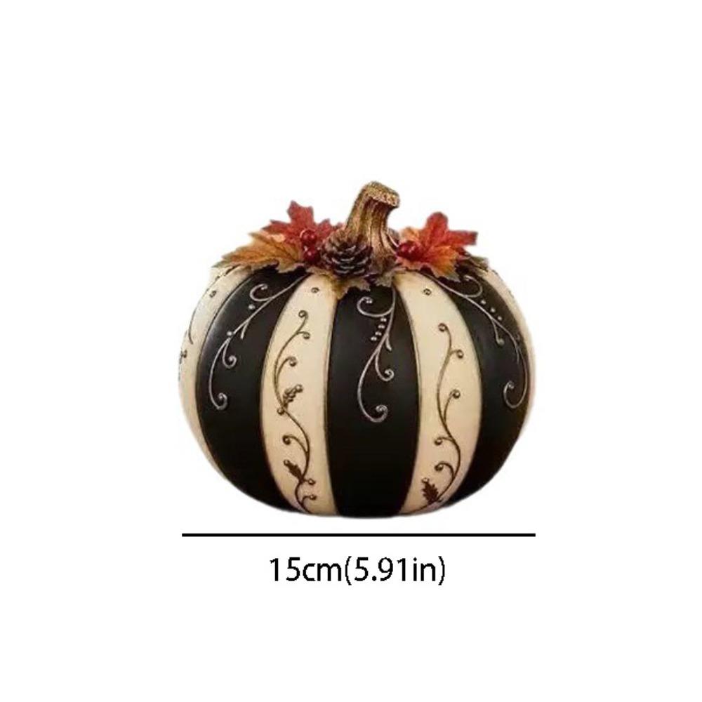 Goldenes Muster Kürbis Dekoration Schwarz Weiß Gestreiftes Design Halloween Ornament Heimdekoration