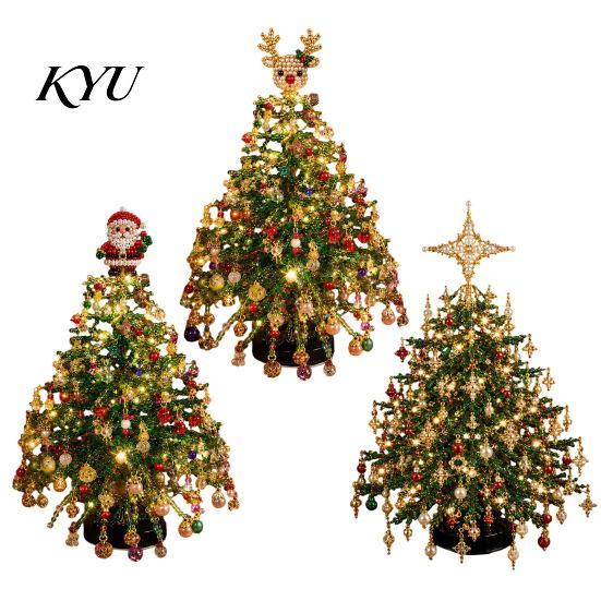 Décoration de Fête DIY pour Adultes Kit Arbre de Noël Perlé, Ensemble d'Artisanat Cristal Artificiel Fournitures d'Artisanat de Saison Débutants, Décoration de Table Faite à la Main