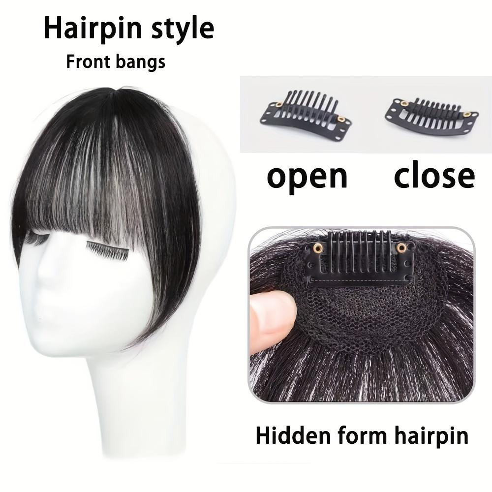 MISSQUEEN Pince à cheveux synthétique courte droite en frange avec postiches Extensions de frange d'air perruque de frange incurvée douce naturelle pour les femmes
