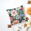 Nice Flower Cushion Cover Iceland Washable Linen Soft  for Daily Sofa Bed Home Room Decor