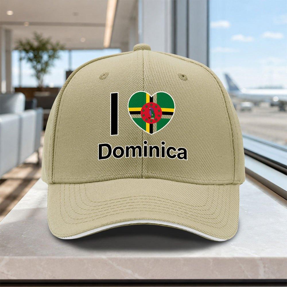 Adjustable Dominica Heart Flag Baseball Cap Lightweight Unisex Printed Hat for Outdoor Weddings Parties