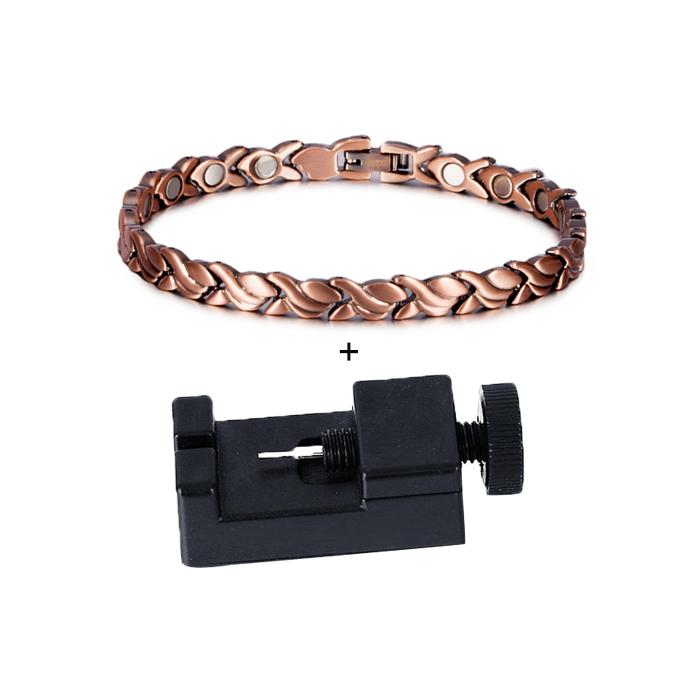 Vinterly Magnetic Pure Copper Bracelets for Women 6.5mm Vintage Chain Health Energy Magnet Arthritis Pain Relief Women Jewelry