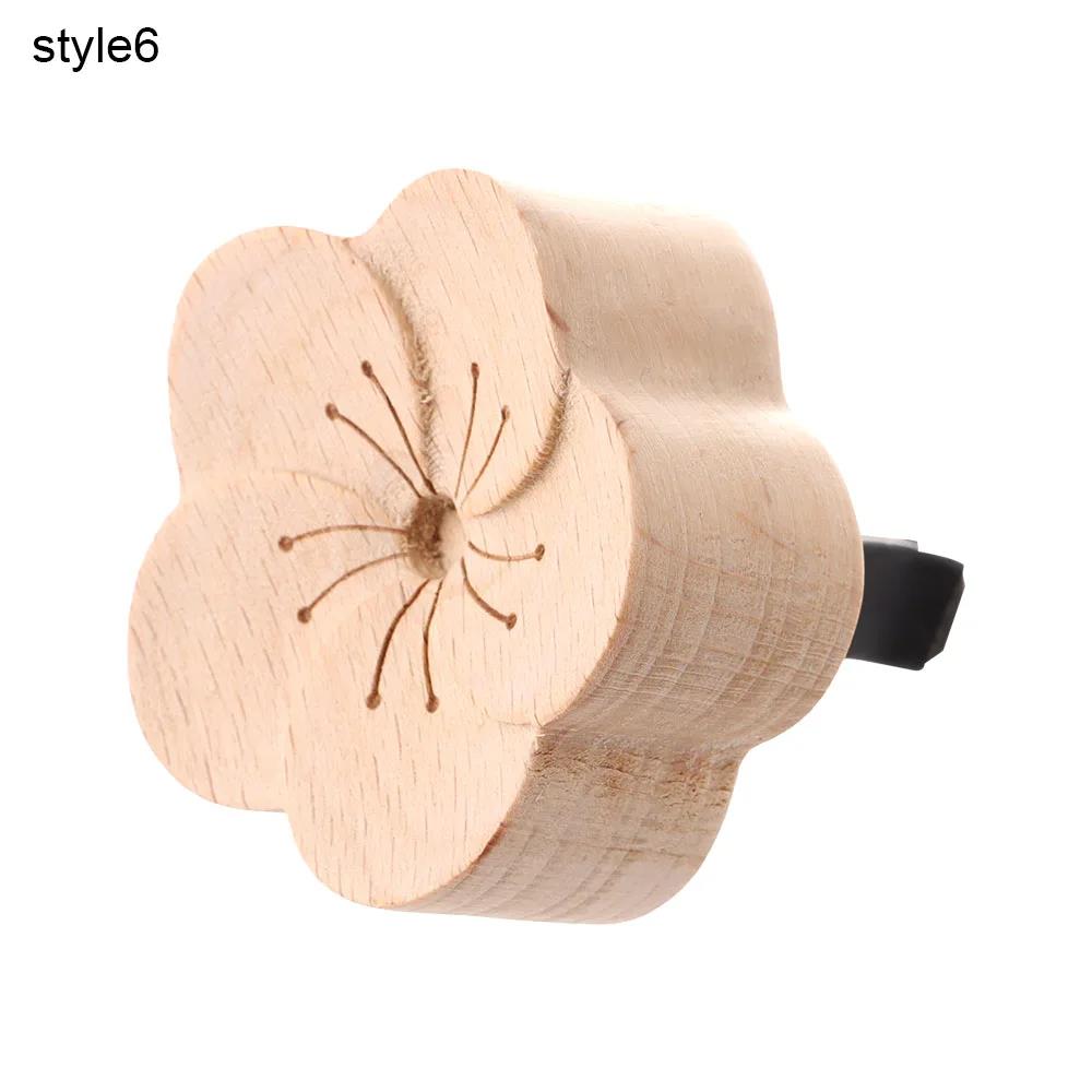 1Pc Diffused Wood Aroma Essential Oil Diffuser Essential Oil For Sleep Flower Shape Wooden Essential Oil Aromatherapy Car Supply Air Fresheners 2