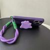 Minimalist Purple Monster Stand Phone Case with Hanging Strap For iPhone 11 12 13 14 15 16 Pro Max 17 Air