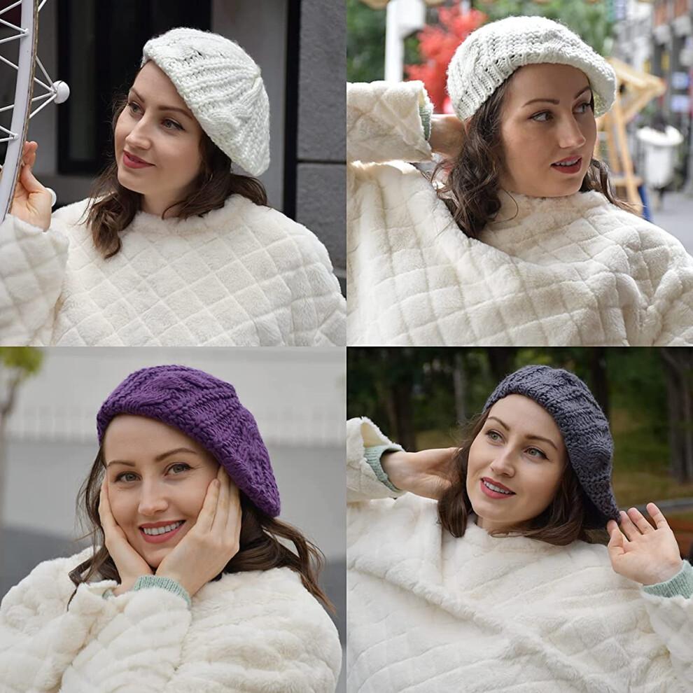 Soft Knit Beanie Lightweight Crochet Knitted Style Beanie Hat for Women, One Size Slouchy Hat