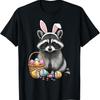 Easter Raccoon With Eggs Cute Bunny Ears T Shirt