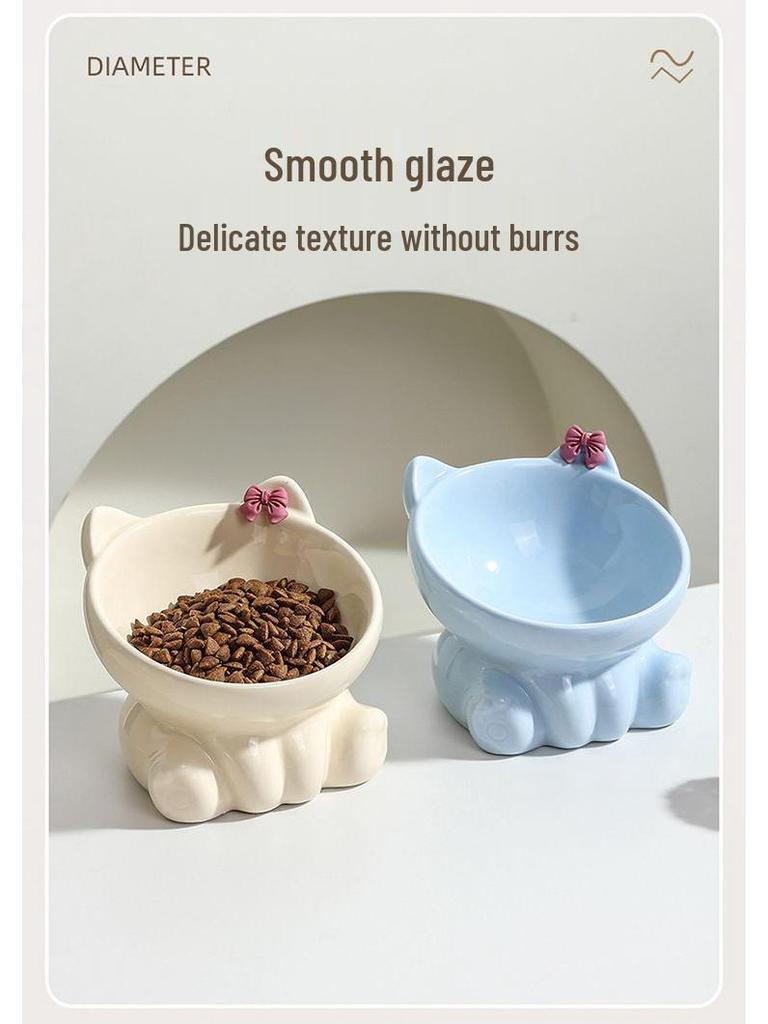 Ceramic Cat Food Bowl - Cute Pet Feeding Dish