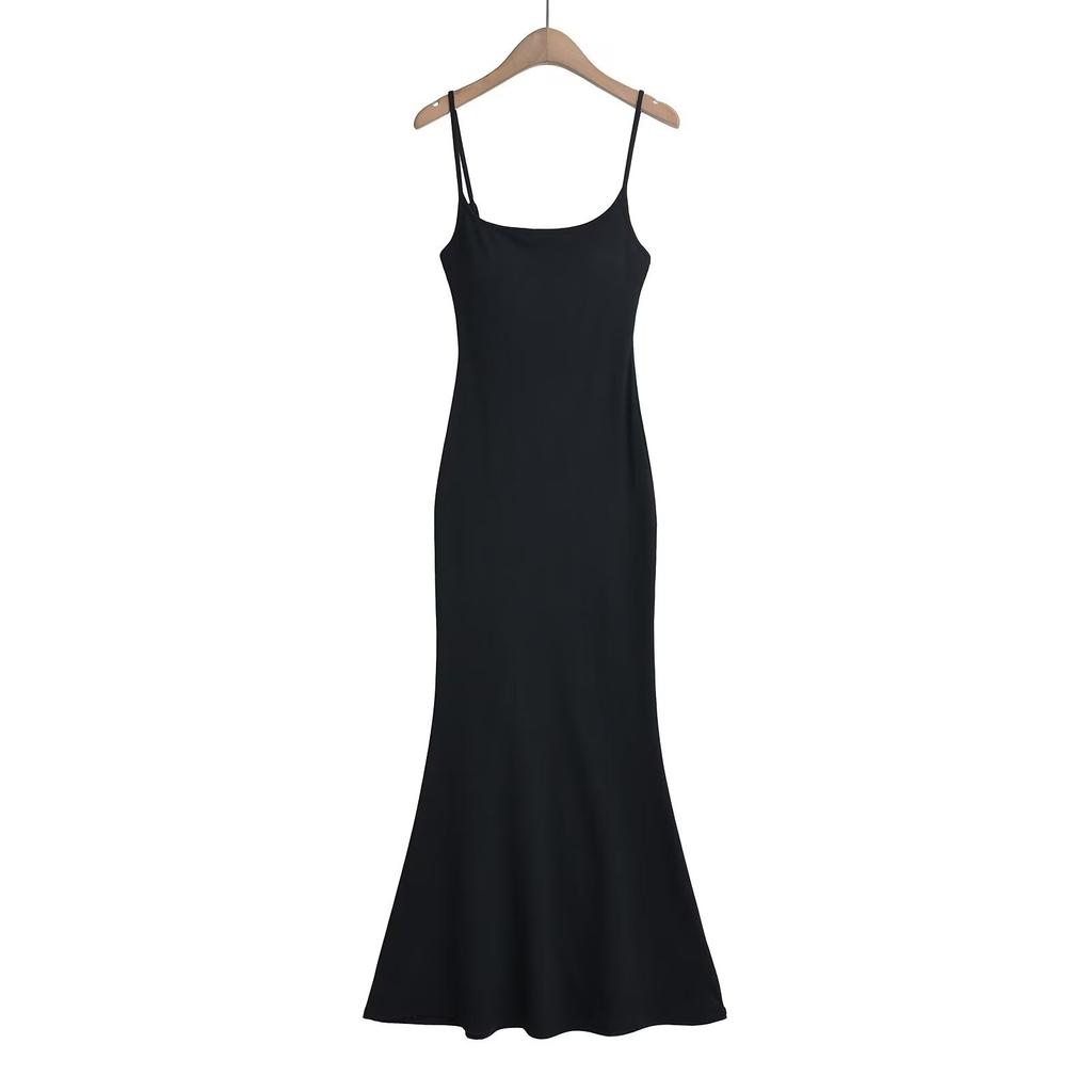 Design Sense Back Embroidery Butterfly Hollow Fish Tail Suspender Dress Women's Summer Pure Desire Slim Hip Wrap Long Skirt